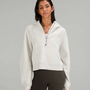 Lululemon oversized half zip cropped scuba hoodie BONE XS/S